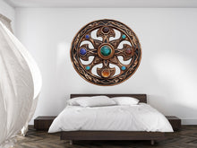 Load image into Gallery viewer, Celtic Gemstone Cross Wall Decal Sacred Geometry Wall Art Mystic Medallion Round Wall Sticker Spiritual Decor