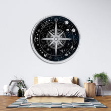 Load image into Gallery viewer, Celestial Compass Wall Decal Astrology Wall Art Zodiac Star Map Round Wall Sticker Night Sky Spiritual Decor
