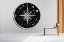 Load image into Gallery viewer, Celestial Compass Wall Decal Astrology Wall Art Zodiac Star Map Round Wall Sticker Night Sky Spiritual Decor
