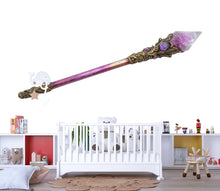 Load image into Gallery viewer, Magic Crystal Wand Wall Decal, Fantasy Nursery Wall Sticker, Wizard Wand Wall Art, Fairy Tale Kids Room Decor, Magical Playroom Vinyl Decal