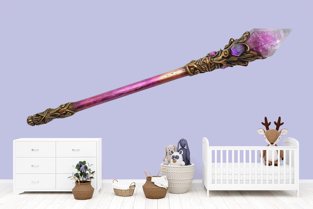 Magic Crystal Wand Wall Decal, Fantasy Nursery Wall Sticker, Wizard Wand Wall Art, Fairy Tale Kids Room Decor, Magical Playroom Vinyl Decal