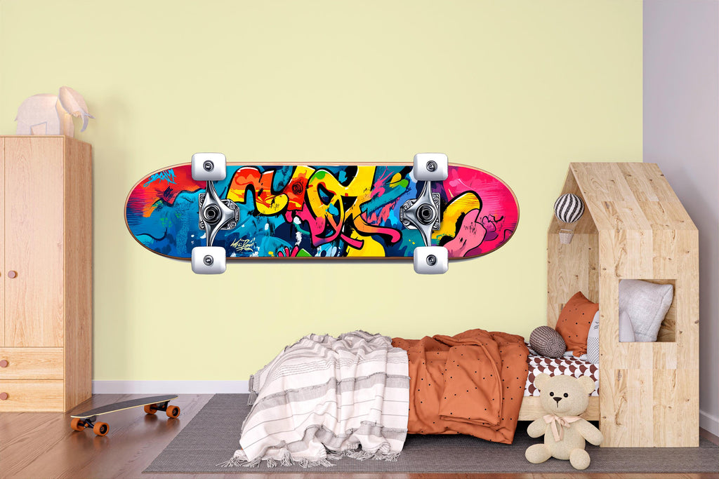 Graffiti Skateboard Wall Decal, Colorful Skate Wall Sticker, Kids Skateboard Room Decor, Urban Street Art Wall Art, Playroom Teen Bedroom