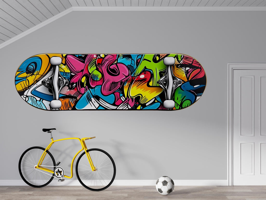Graffiti Skateboard Wall Decal, Colorful Skateboard Wall Sticker, Street Art Kids Room Decor, Skate Theme Teen Bedroom Wall Art, Playroom
