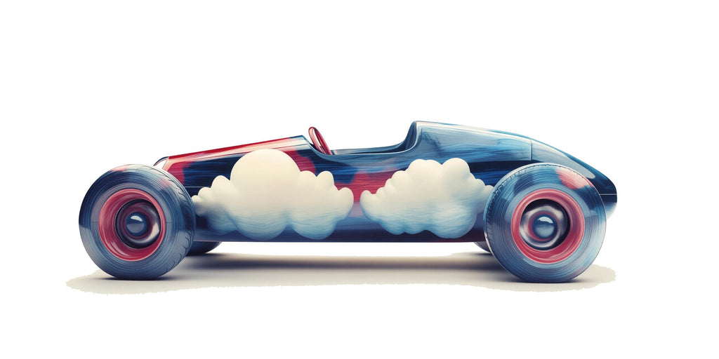 Dreamy Cloud Race Car Wall Decal | Nursery Car Wall Sticker | Baby Boy Room Decor | Vintage Racing Car Peel And Stick Wall Art