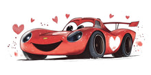 Load image into Gallery viewer, Cute Heart Race Car Wall Decal | Nursery Car Wall Sticker | Baby Room Decor | Cartoon Racing Car Peel And Stick Wall Art