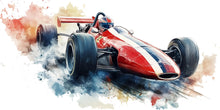 Load image into Gallery viewer, Watercolor Formula Race Car Wall Decal | Racing Car Wall Sticker | Kids Room Wall Art | Modern Car Nursery Decor | Peel And Stick