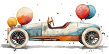 Load image into Gallery viewer, Vintage Car Wall Decal With Balloons | Watercolor Nursery Wall Art | Kids Room Wall Sticker | Classic Car Decor | Peel And Stick