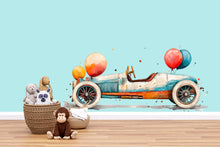 Load image into Gallery viewer, Vintage Car Wall Decal With Balloons | Watercolor Nursery Wall Art | Kids Room Wall Sticker | Classic Car Decor | Peel And Stick