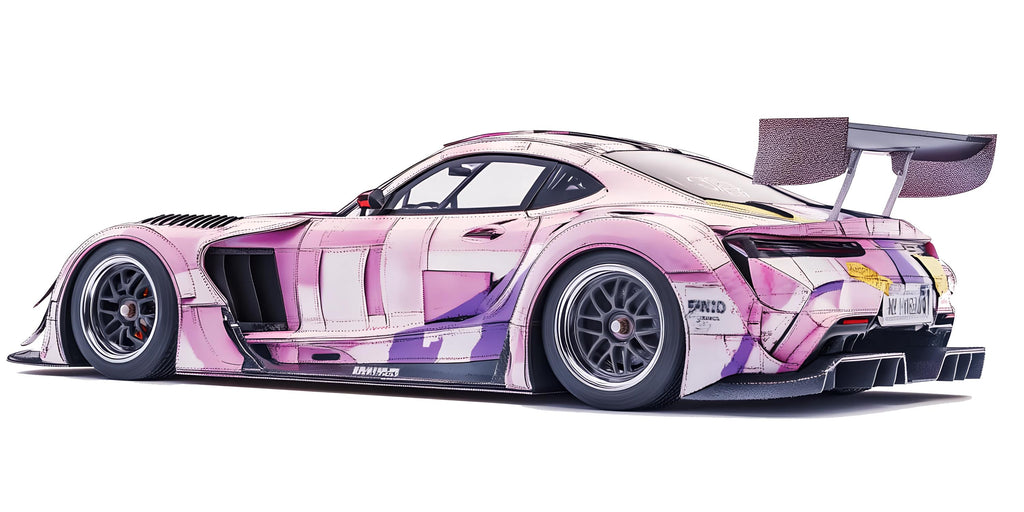 Pink Race Car Wall Decal | Sports Car Wall Sticker | Modern Racing Wall Art | Teen Room Car Decor | Peel And Stick Wall Art