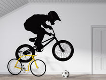 Load image into Gallery viewer, BMX Rider Wall Decal, Bicycle Silhouette Wall Sticker, Extreme Sports Kids Room Decor, Teen Boy Bedroom Wall Art, Bike Jump Wall Decal