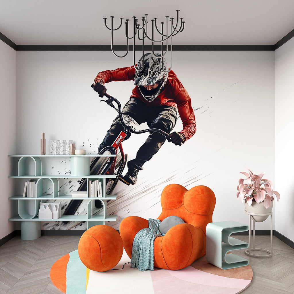 BMX Rider Wall Decal, Extreme Bike Wall Sticker, BMX Action Wall Art, Kids Room Sports Decor, Teen Boy Bedroom Wall Decal