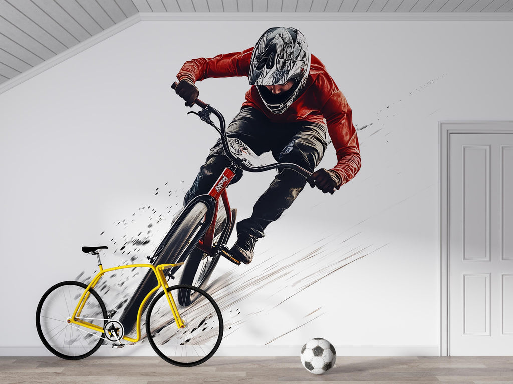 BMX Rider Wall Decal, Extreme Bike Wall Sticker, BMX Action Wall Art, Kids Room Sports Decor, Teen Boy Bedroom Wall Decal