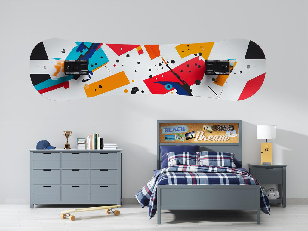 Abstract Snowboard Wall Decal, Modern Snowboard Wall Art, Snowboard Room Decor, Teen Boy Bedroom Wall Sticker, Winter Sports Wall Decal