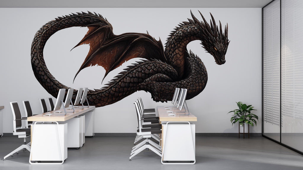 Dark Dragon Wall Decal | Mythical Dragon Wall Sticker | Fantasy Wall Art | Gothic Wall Decor | Large Dragon Wall Decal | Peel And Stick