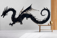 Load image into Gallery viewer, Black Dragon Wall Decal Fantasy Dragon Sticker Mythical Creature Wall Art For Kids Room Nursery Bedroom Playroom Home Decor