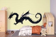 Load image into Gallery viewer, Black Dragon Wall Decal Fantasy Dragon Sticker Mythical Creature Wall Art For Kids Room Nursery Bedroom Playroom Home Decor