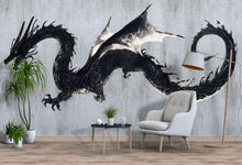 Load image into Gallery viewer, Black Dragon Wall Decal Fantasy Dragon Sticker Mythical Creature Wall Art For Kids Room Nursery Bedroom Playroom Home Decor