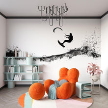 Load image into Gallery viewer, Kitesurf Wall Decal, Kiteboarding Wall Sticker, Extreme Water Sports Wall Art, Teen Boy Room Decor, Ocean Action Wall Decal