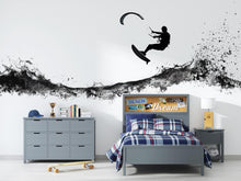 Load image into Gallery viewer, Kitesurf Wall Decal, Kiteboarding Wall Sticker, Extreme Water Sports Wall Art, Teen Boy Room Decor, Ocean Action Wall Decal