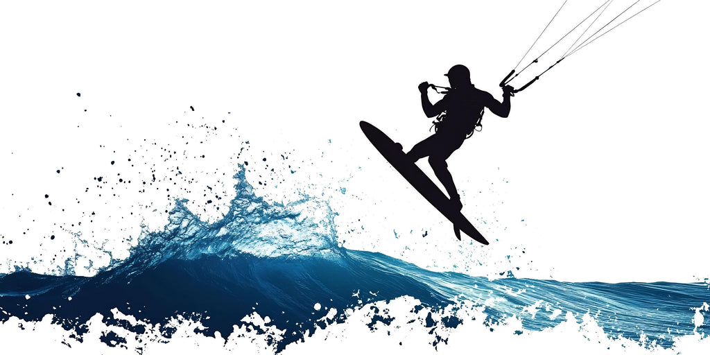 Kitesurf Wall Decal With Ocean Splash, Kiteboarding Wall Sticker, Extreme Water Sports Wall Art, Teen Boy Room Decor