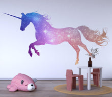 Load image into Gallery viewer, Galaxy Unicorn Wall Decal Magical Unicorn Sticker Rainbow Star Nursery Wall Art For Kids Room Baby Nursery Playroom Fantasy Decor
