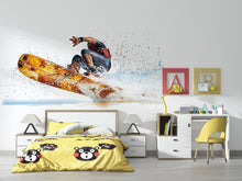 Load image into Gallery viewer, Kitesurf Wall Decal With Ocean Splash, Kiteboarding Wall Sticker, Extreme Water Sports Wall Art, Teen Boy Room Decor