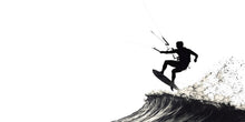 Load image into Gallery viewer, Kitesurf Wall Decal Silhouette, Kiteboarding Wall Sticker, Extreme Sports Wall Art, Teen Boy Room Decor