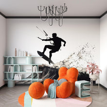 Load image into Gallery viewer, Kitesurf Wall Decal Silhouette, Kiteboarding Wall Sticker, Extreme Sports Wall Art, Teen Boy Room Decor