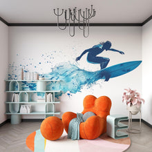 Load image into Gallery viewer, Surfing Wall Decal Sticker | Ocean Sports Wall Art | Peel And Stick Wall Decal For Boys Room Teen Bedroom Surf Decor Modern Coastal Interior