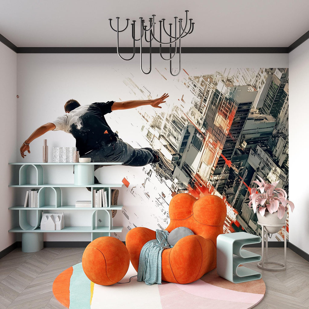 Parkour Wall Decal Sticker | Urban Action Wall Art | Peel And Stick Wall Decal For Boys Room Teen Bedroom Street Style Modern Decor
