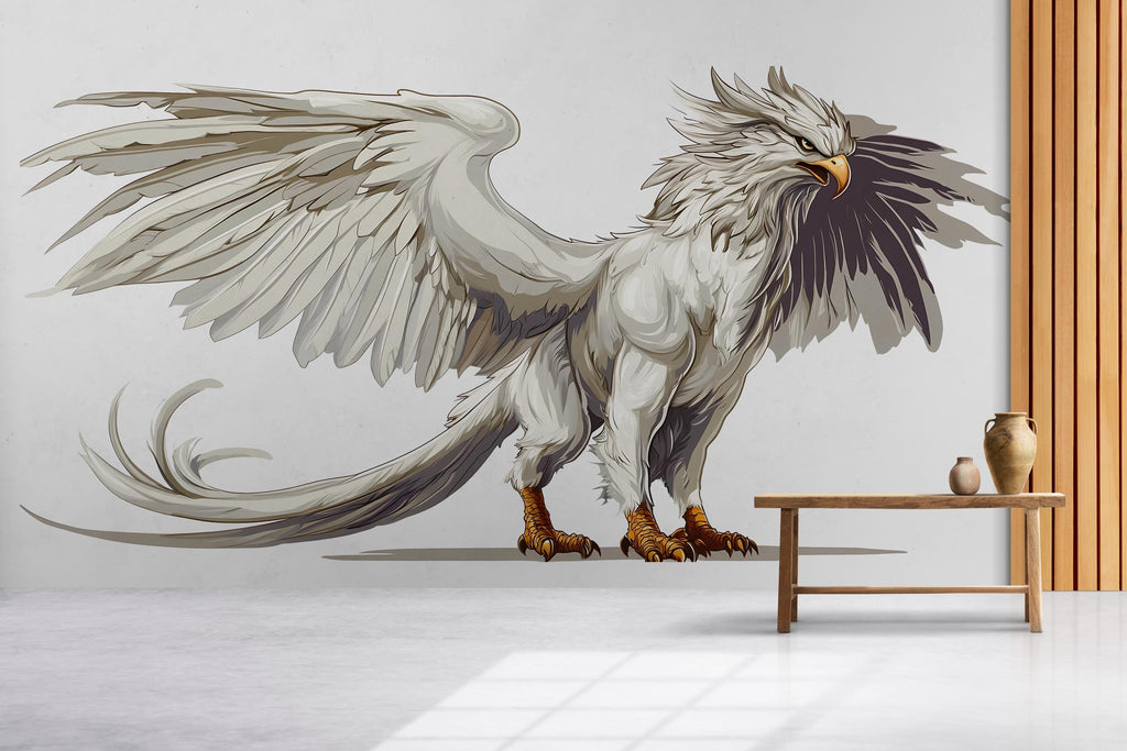 White Griffin Wall Decal Mythical Griffin Sticker Fantasy Wall Art For Bedroom Living Room Office Statement Decor