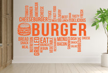 Load image into Gallery viewer, Burger Wall Decal Restaurant Wall Decal Burger Wall Sticker Wall Decal Wall Art Window Wall Sticker Burger Decor