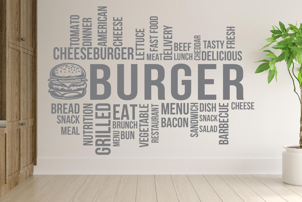 Burger Wall Decal Restaurant Wall Decal Burger Wall Sticker Wall Decal Wall Art Window Wall Sticker Burger Decor