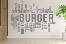 Load image into Gallery viewer, Burger Wall Decal Restaurant Wall Decal Burger Wall Sticker Wall Decal Wall Art Window Wall Sticker Burger Decor