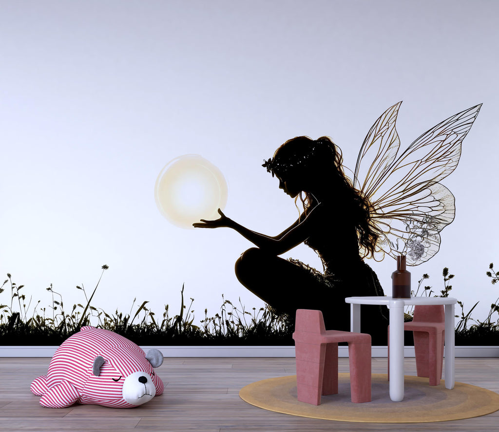 Moonlight Fairy Wall Decal Magical Fairy Sticker Fantasy Nursery Wall Art For Kids Room Baby Nursery Playroom Whimsical Decor