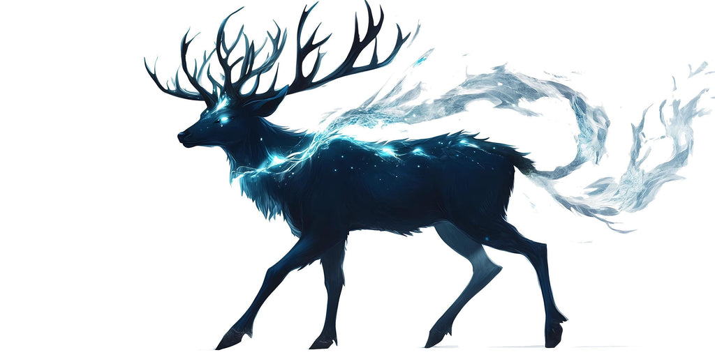 Ethereal Spirit Stag Wall Decal Glowing Blue Deer Sticker Fantasy Forest Wall Art For Bedroom Living Room Office Mystical Decor
