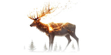 Load image into Gallery viewer, Golden Lightning Stag Wall Decal Glowing Deer Sticker Fantasy Forest Wall Art For Bedroom Living Room Woodland Decor