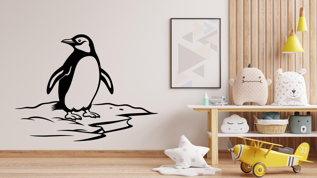 Penguin Wall Decal – Cute Minimalist Penguin Vinyl Sticker – Nursery Kids Room Animal Wall Art 729LU