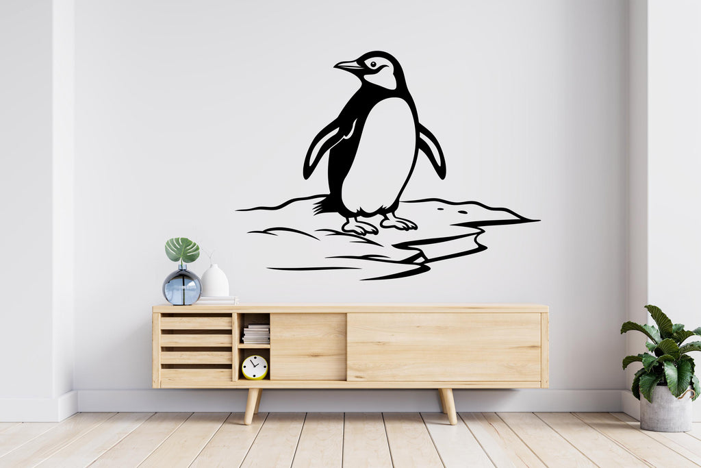 Penguin Wall Decal – Cute Minimalist Penguin Vinyl Sticker – Nursery Kids Room Animal Wall Art 729LU