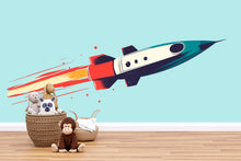Load image into Gallery viewer, Rocket Wall Decal Sticker | Space Wall Art | Peel And Stick Wall Decal For Nursery Kids Room Playroom Modern Space Decor