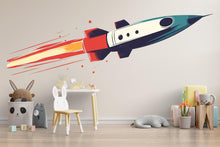 Load image into Gallery viewer, Rocket Wall Decal Sticker | Space Wall Art | Peel And Stick Wall Decal For Nursery Kids Room Playroom Modern Space Decor