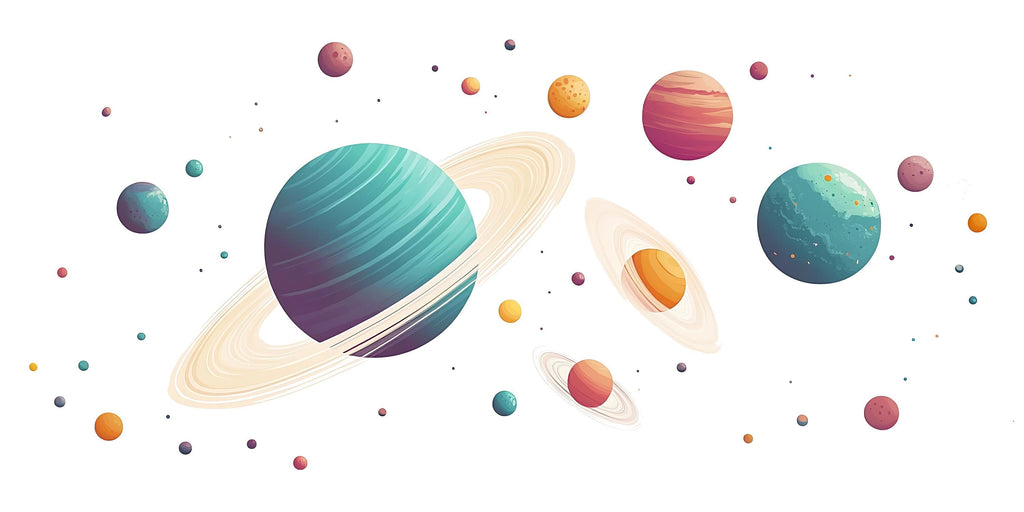 Planets Wall Decal Sticker | Space Nursery Wall Art | Peel And Stick Wall Decal For Baby Room Kids Bedroom Gender Neutral Nursery Decor