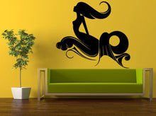 Load image into Gallery viewer, Wall Decal Vinyl Sticker Decals Interior Decor DIY Free Shipping Sea Ocean Beautiful Girl Mermaid Riding Waves L530