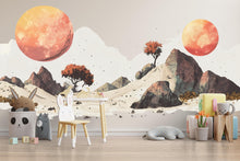Load image into Gallery viewer, Abstract Moon Landscape Wall Decal Sticker | Boho Nursery Wall Art | Peel And Stick Wall Decal For Baby Room Kids Bedroom Modern Decor