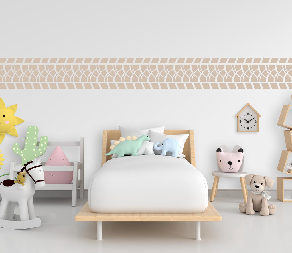 Tire Marks Wall Decal Tire Tracks Vinyl Sticker Track Wall Decor Kids Playroom Boys Room Wall Art Automotive Bedroom Mural Sticker 718LU