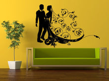 Load image into Gallery viewer, Wall Decal Vinyl Sticker Decals Interior Decor DIY Free Shipping Man Woman Newlyweds Wedding Groom Bride Flower Floral Dress L536