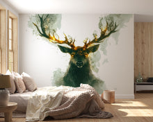 Load image into Gallery viewer, Forest Guardian Stag Wall Decal Glowing Antler Deer Sticker Fantasy Woodland Wall Art For Bedroom Living Room Nature Decor