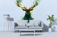 Load image into Gallery viewer, Forest Guardian Stag Wall Decal Glowing Antler Deer Sticker Fantasy Woodland Wall Art For Bedroom Living Room Nature Decor