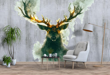 Load image into Gallery viewer, Forest Guardian Stag Wall Decal Glowing Antler Deer Sticker Fantasy Woodland Wall Art For Bedroom Living Room Nature Decor