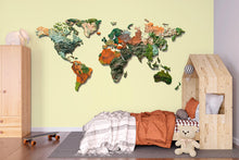 Load image into Gallery viewer, World Map Wall Decal Sticker | Textured Earth Map Wall Art | Peel And Stick Educational Wall Decal For Kids Nursery Playroom